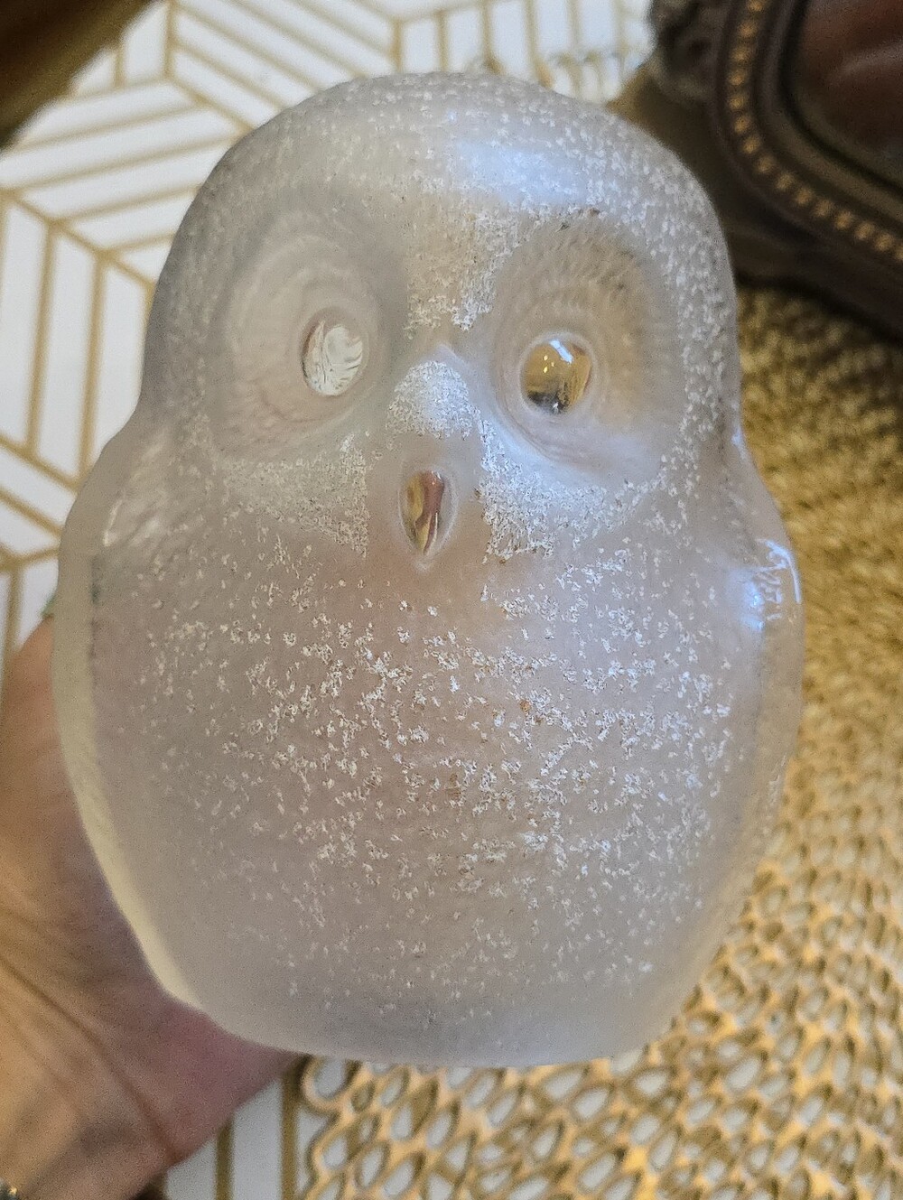 Crystal Owl Mats Jonasson Swedish Vintage Piece